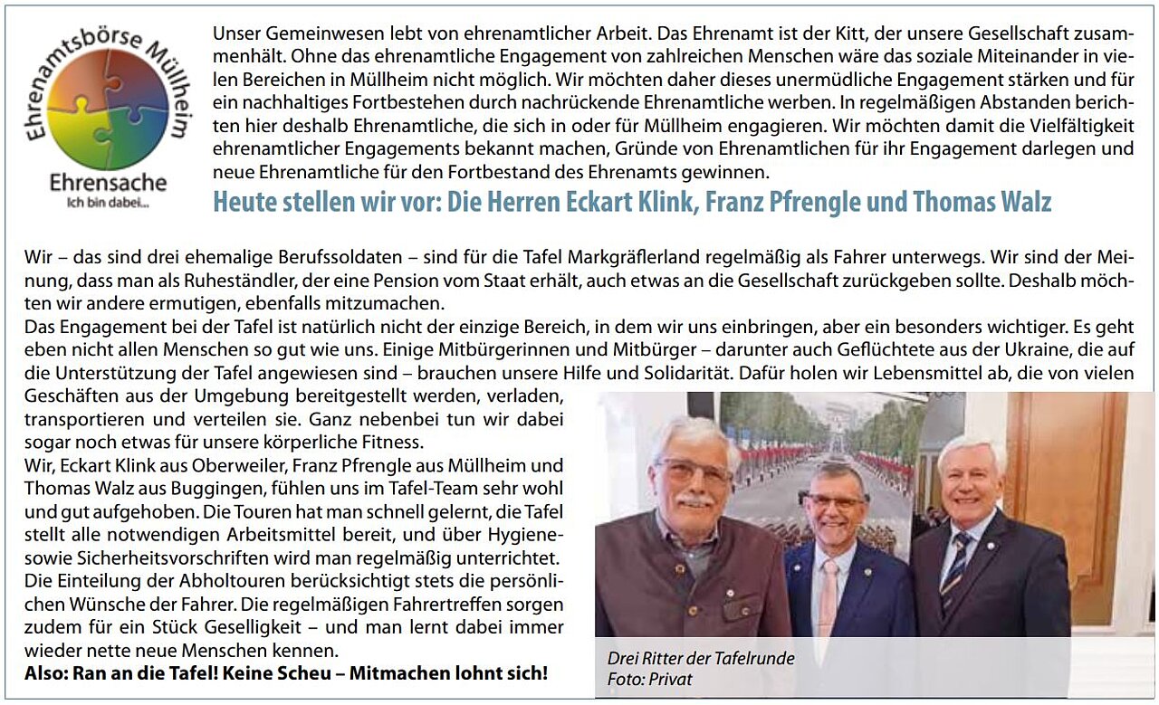 Veröffentlichung "Hallo Müllheim" v. 29.01.2026, Ehrenamtsbörse